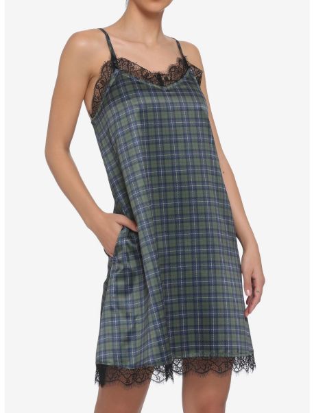 Dresses Plaid Satin Slip Dress Girls