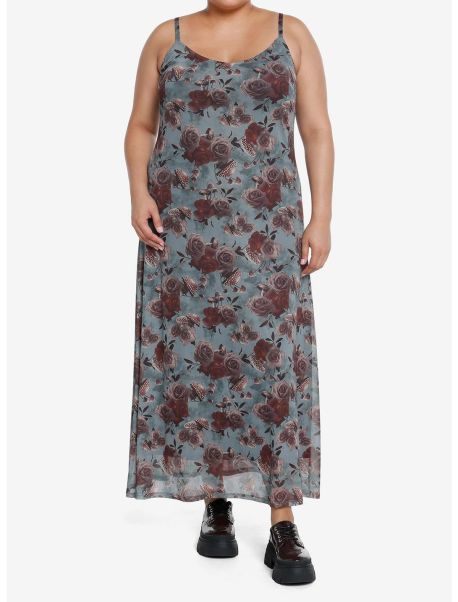 Thorn & Fable Mushroom Floral Midi Dress Plus Size Dresses Girls