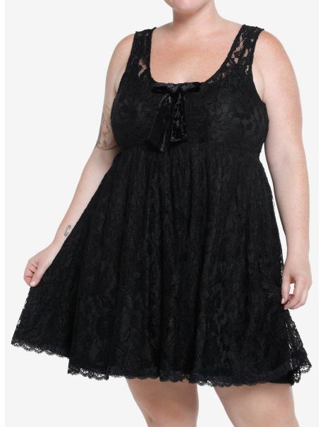 Sweet Society Black Lace Bow Babydoll Dress Plus Size Girls Dresses