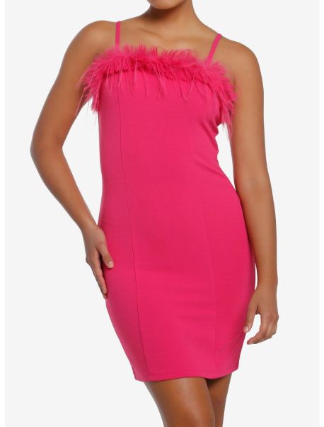 Dresses Pink Feather Trim Mini Dress Girls