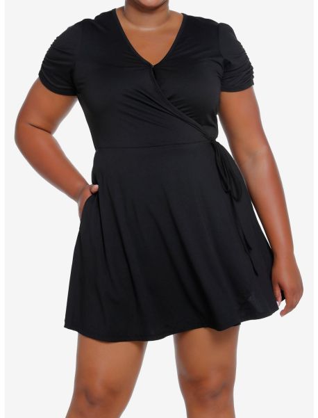 Dresses Girls Black Wrap Flared Dress Plus Size