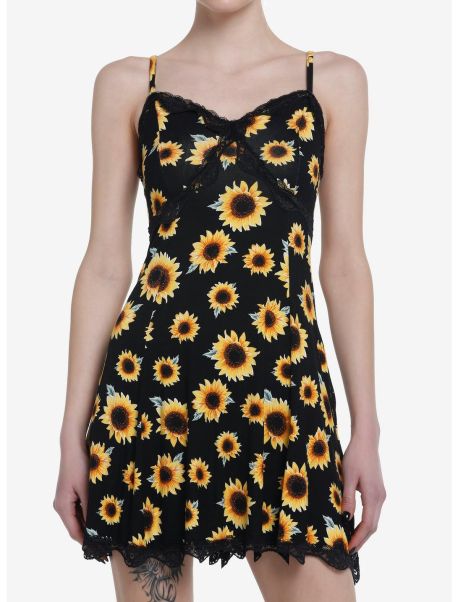 Girls Dresses Sunflowers & Lace Slip Dress
