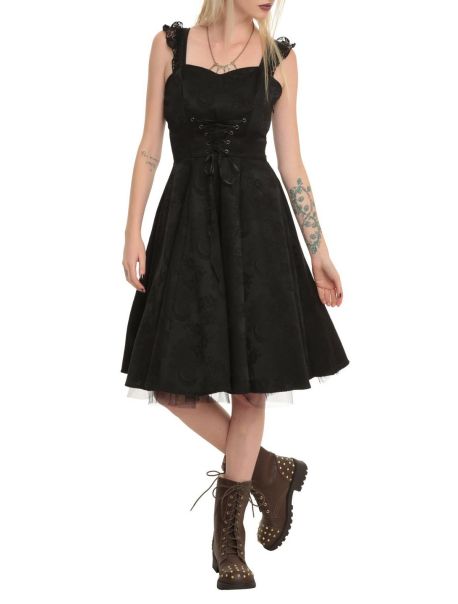 Dresses Black Brocade Lace-Up Dress Girls