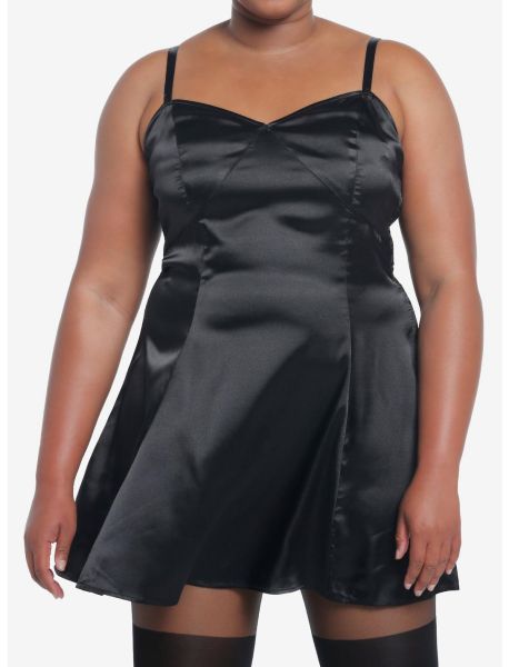 Social Collision Black Satin Slip Dress Plus Size Dresses Girls