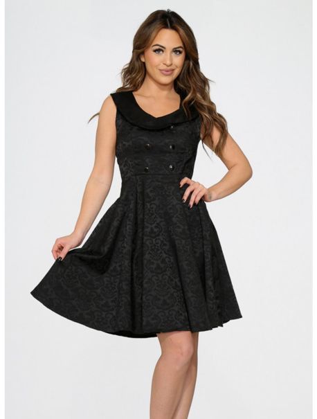 Dresses Girls Black Brocade Collared Dress
