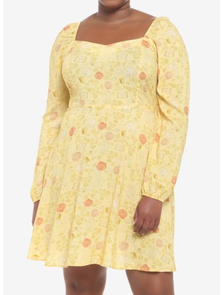 Girls Dresses Disney Beauty And The Beast Floral Long-Sleeve Dress Plus Size