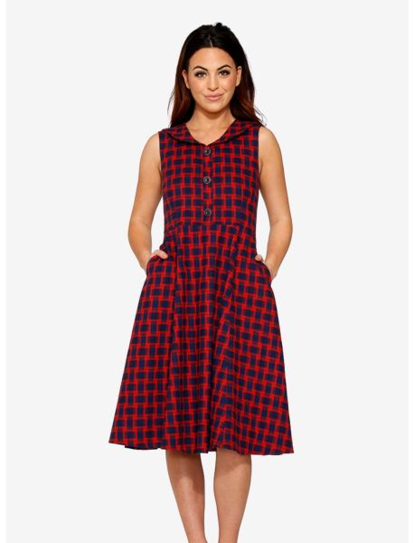 Red Check Fit & Flare Dress Girls Dresses