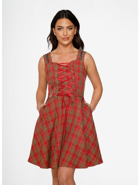 Dresses Red Plaid Swing Lace-Up Dress Girls