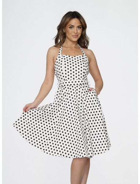 Dresses Girls White Black Polka Dot Halter Dress