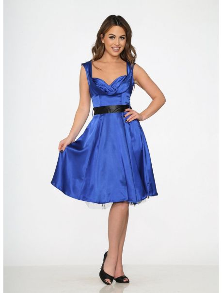 Blue Satin Swing Dress Dresses Girls