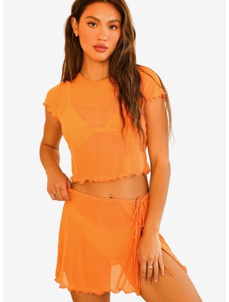 Girls Dippin' Daisy's Stella Swim Skirt Cover-Up Blaze Orange Dresses