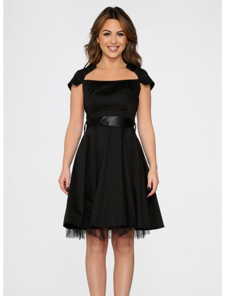Black Cap Sleeve Swing Dress Girls Dresses