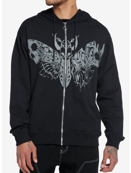 Trippy Death Moth Zip-Up Hoodie Hoodies Girls