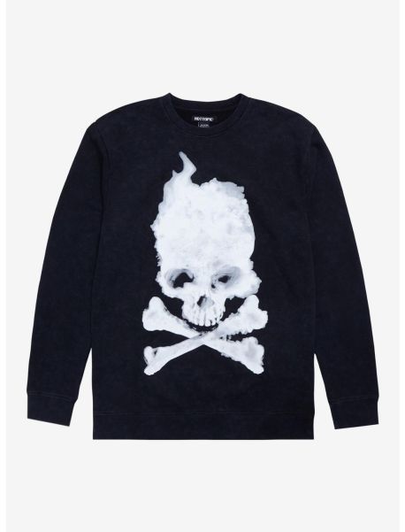 Hoodies Blurry Skull & Crossbones Crewneck Sweater Girls