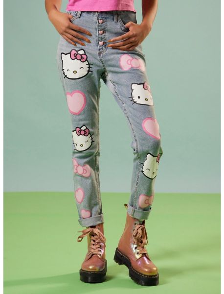 Girls Hello Kitty Hearts Mom Jeans Jeans