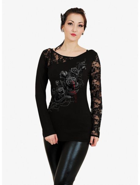 Long Sleeves Fatal Attraction Lace Detail Longsleeve Top Girls