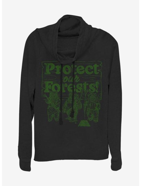 Girls Star Wars Protect Our Forests Cowl Neck Long-Sleeve Girls Top Long Sleeves