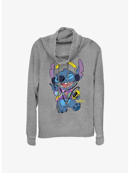 Girls Long Sleeves Disney Lilo & Stitch Rockin' Stitch Cowl Neck Long-Sleeve Top