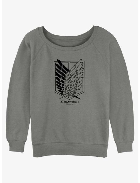 Girls Long Sleeves Attack On Titan Scout Regiment Title Logo Girls Slouchy Sweatshirt