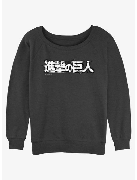 Attack On Titan Japanese Manga Logo Girls Slouchy Sweatshirt Girls Long Sleeves