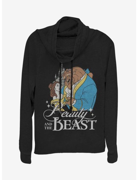 Girls Long Sleeves Disney Beauty And The Beast Classic Cowlneck Long-Sleeve Girls Top