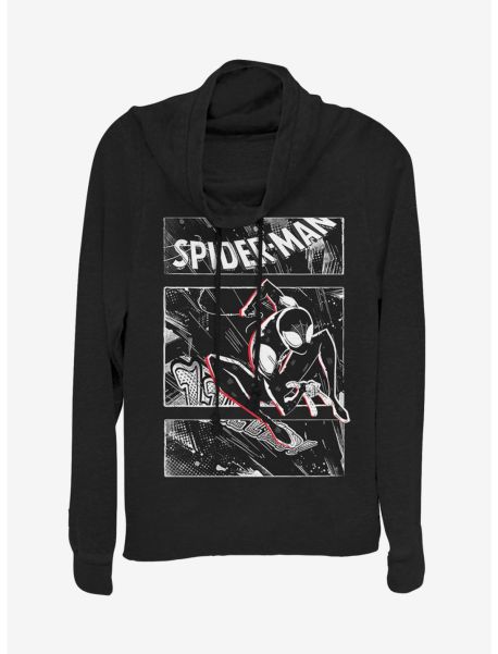 Long Sleeves Girls Marvel Spider-Man Street Panels Cowlneck Long-Sleeve Girls Top