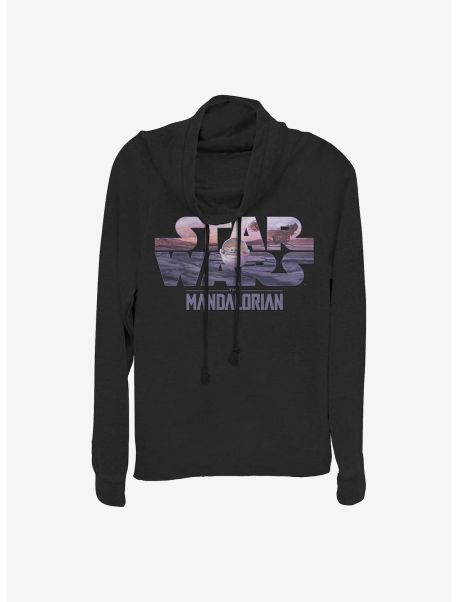 Girls Star Wars The Mandalorian The Child Logo Fill Cowlneck Long-Sleeve Girls Top Long Sleeves