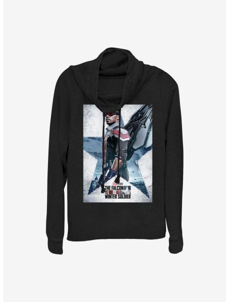 Girls Long Sleeves Marvel The Falcon And The Winter Soldier Falcon Poster Cowlneck Long-Sleeve Girls Top