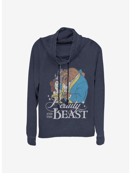 Girls Disney Beauty And The Beast Classic Cowlneck Long-Sleeve Girls Top Long Sleeves