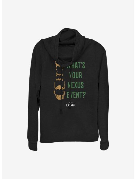 Long Sleeves Girls Marvel Loki What's Your Nexus Event? Cowlneck Long-Sleeve Girls Top