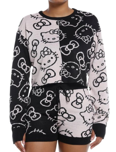 Girls Loungewear Hello Kitty Bow Split Girls Crop Sweater
