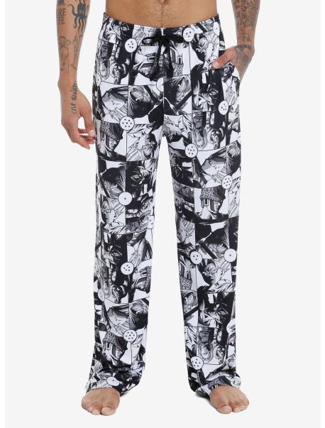 Dragon Ball Z Black & White Panel Pajama Pants Loungewear Girls