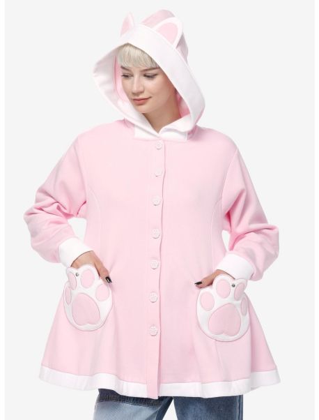 Sweet Society Kawaii Pastel Pink Cat Girls Hoodie Loungewear Girls