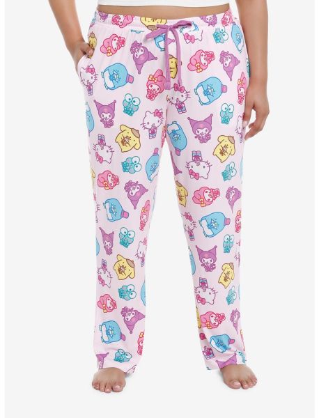 Hello Kitty And Friends Boba Girls Pajama Pants Plus Size Loungewear Girls