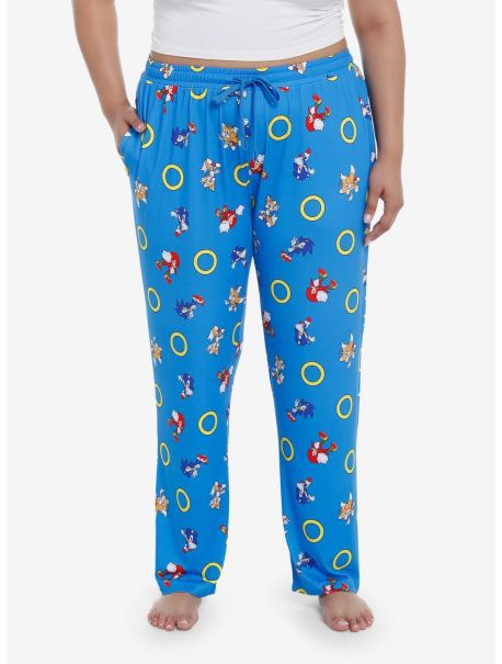 Sonic The Hedgehog Character Rings Pajama Pants Plus Size Girls Loungewear