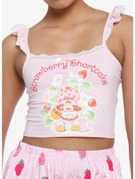 Girls Strawberry Shortcake Ruffle Lace Crop Girls Cami Loungewear