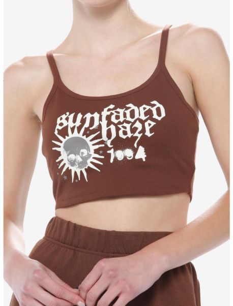 Sunfaded Haze Mushroom Girls Crop Cami Girls Loungewear