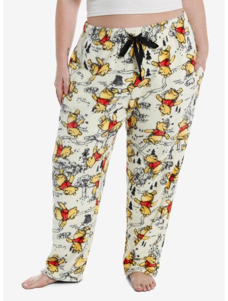 Disney Winnie The Pooh Hundred Acre Wood Map Girls Pajama Pants Plus Size Girls Loungewear