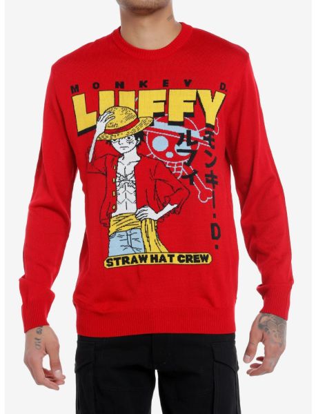 One Piece Luffy Intarsia Knit Sweater Girls Sweaters