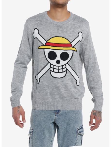 Girls Sweaters One Piece Straw Hats Jolly Roger Intarsia Knit Sweater