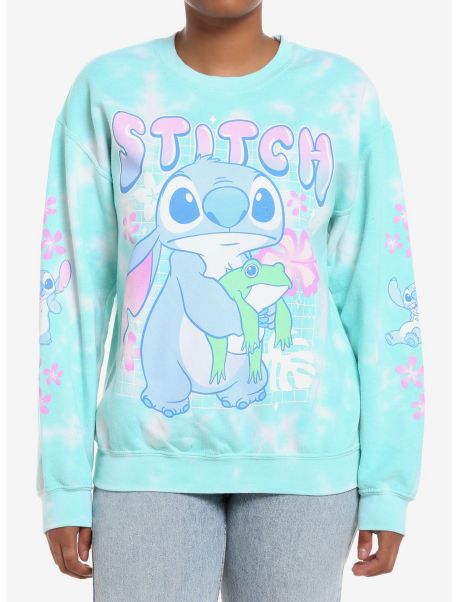 Sweaters Girls Disney Lilo & Stitch Frog Tie-Dye Girls Sweatshirt
