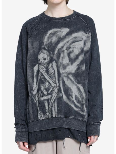 Skeleton Angel Destructed Sweatshirt Sweaters Girls