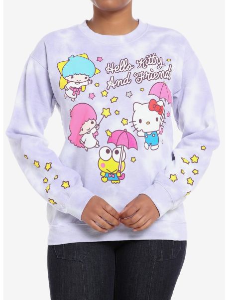 Sweaters Girls Hello Kitty And Friends Stars Lavender Tie-Dye Girls Sweatshirt