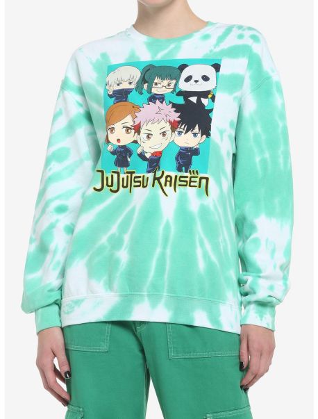 Girls Sweaters Jujutsu Kaisen Chibi Group Tie-Dye Girls Sweatshirt