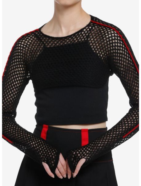 Black & Red Stripe Knit Girls Crop Shrug Sweaters Girls
