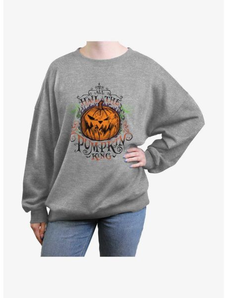 Sweaters Girls Disney The Nightmare Before Christmas All Hail The Pumpkin King Girls Oversized Sweatshirt