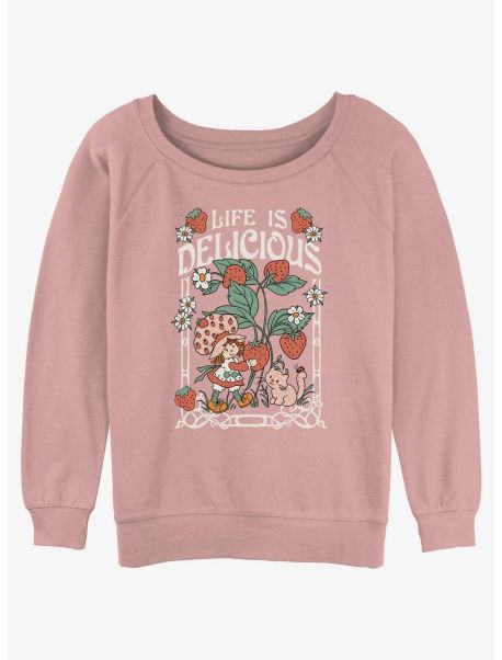 Girls Sweaters Strawberry Shortcake Life Is Delicious Poster Girls Slouchy Sweatshirt