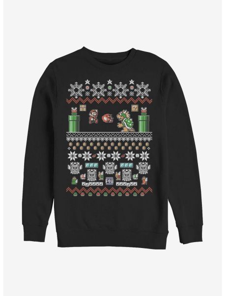 Sweaters Girls Nintendo Mario Bit Ugly Holiday Crew Sweatshirt