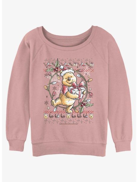 Sweaters Girls Disney Winnie The Pooh Christmas Bear Girls Slouchy Sweatshirt
