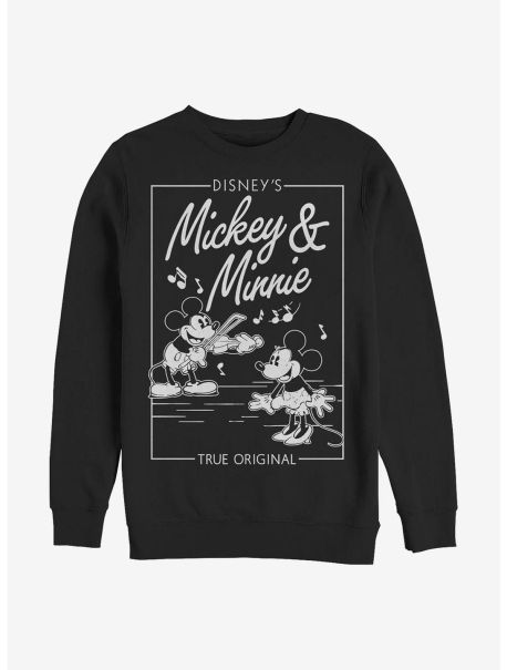 Girls Disney Mickey Mouse Mickey Minnie Music Cover Crew Sweatshirt Sweaters